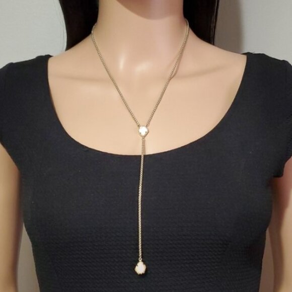 Kendra Scott Y Necklace with brown topaz gemstones - Picture 1 of 4